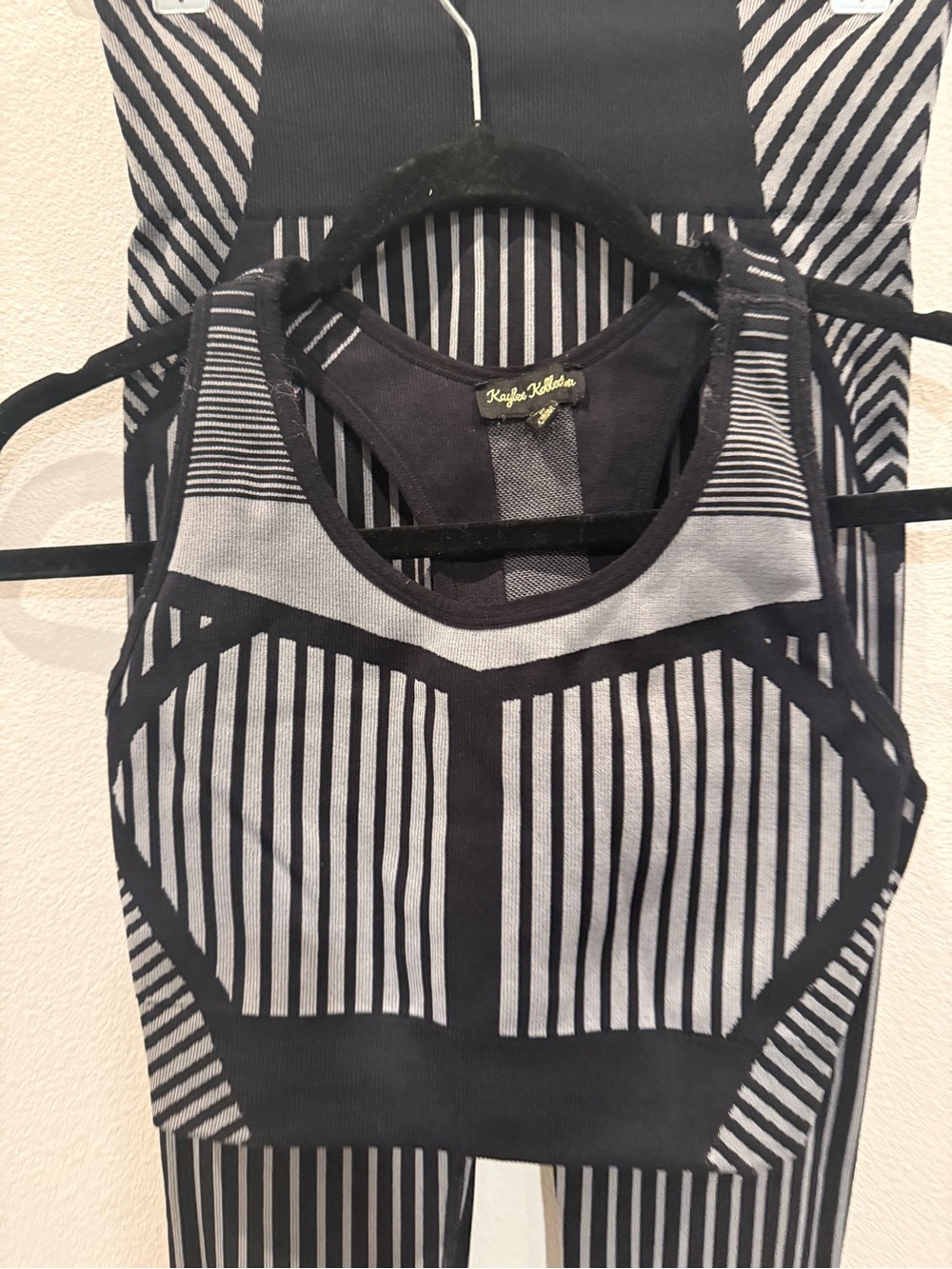 Striped Racerback Crop Tank Top set- Black & White